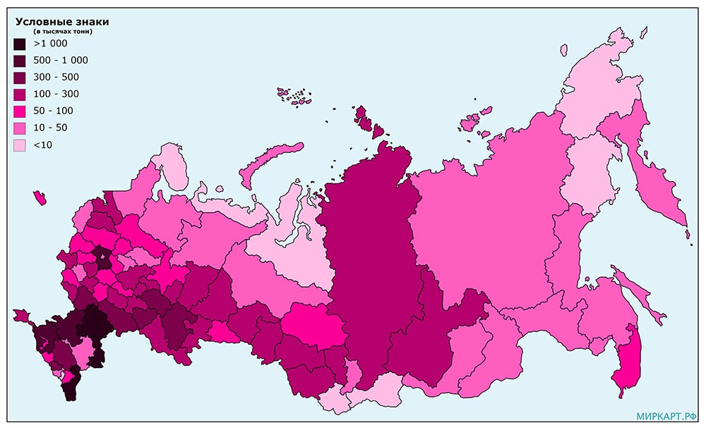 Карта России сбор овощей